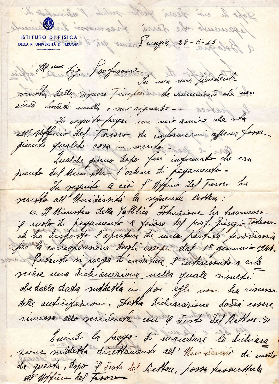 Famiglia Todesco – Banzi
Lettere durante l’anno di clandestinità 1944-1945 - Pagina della memoria
