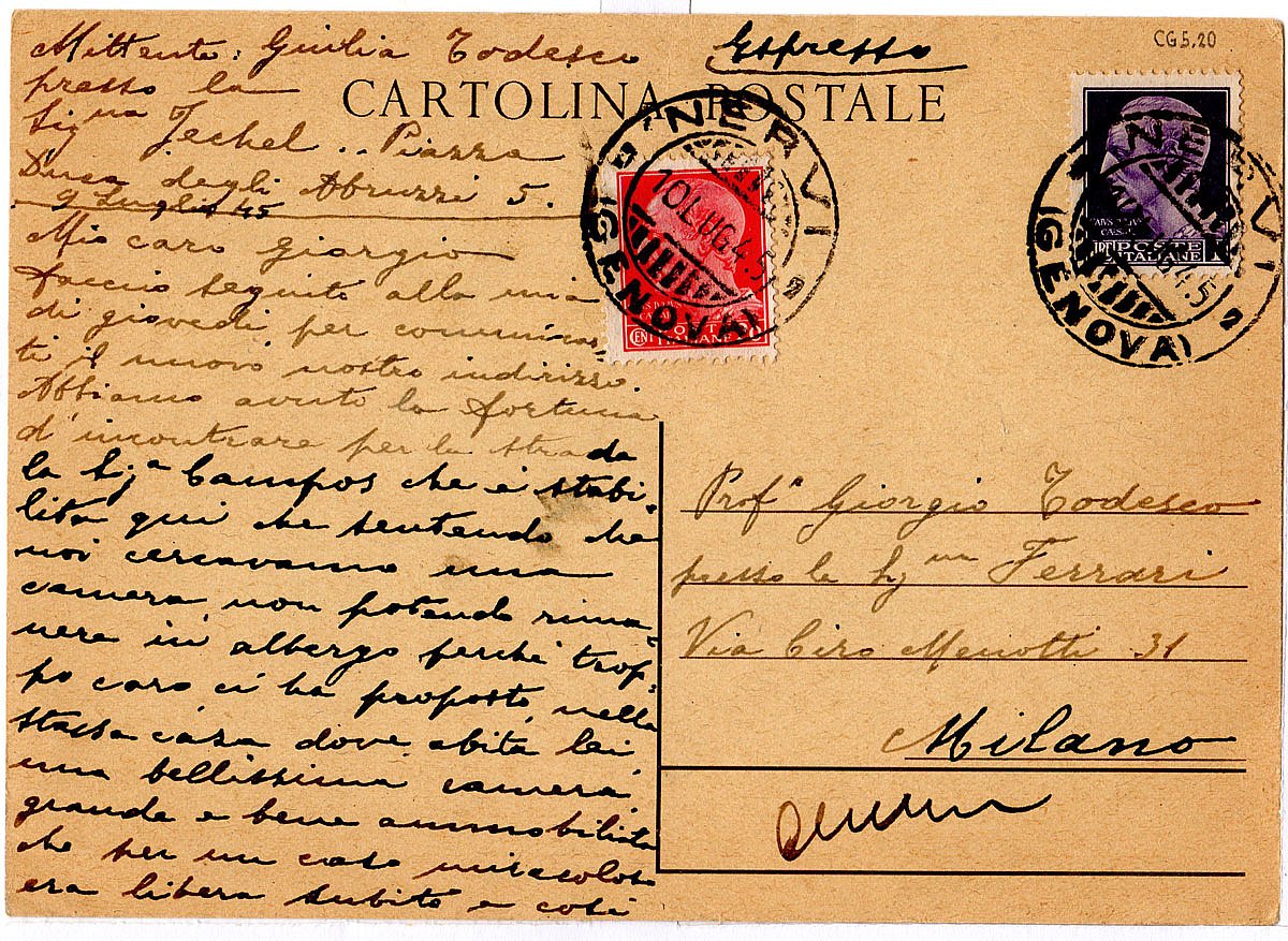 Famiglia Todesco – Banzi
Lettere durante l’anno di clandestinità 1944-1945 - Pagina della memoria
