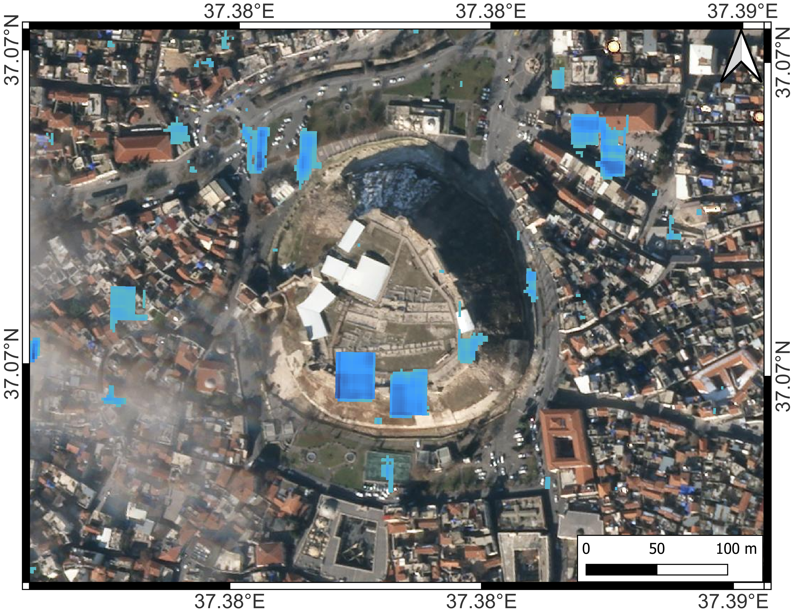 Figura 2 Seconda immagine Zoom su due aree danneggiate a Gaziantep